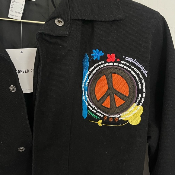 RON BASS x FOREVER 21 “Black Is Power” Embroidered Denim Jacket NWT - Picture 9 of 10